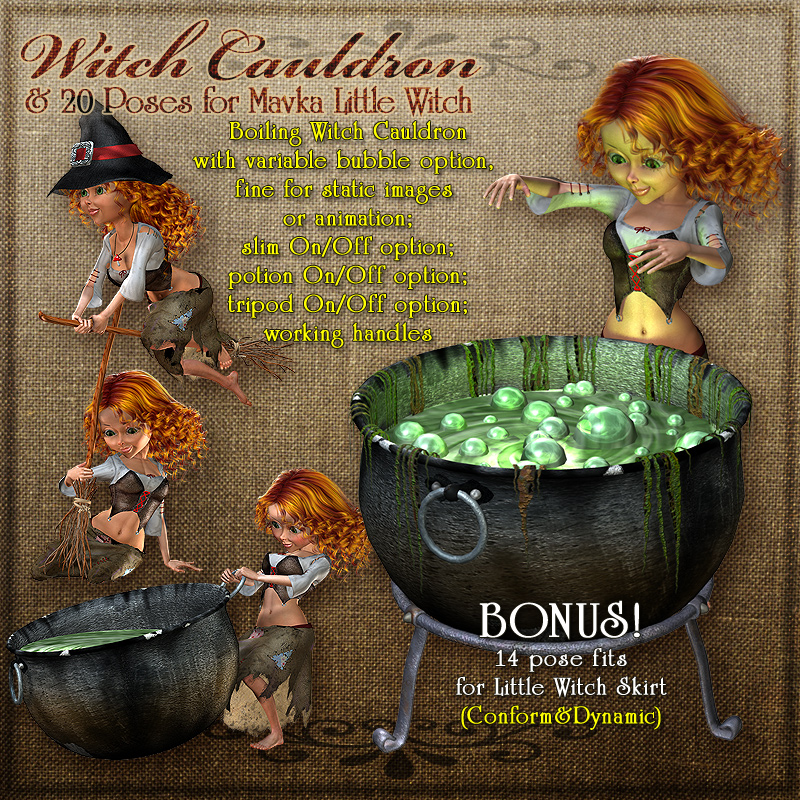 Mavka:Witch Cauldron and Poses by N/A