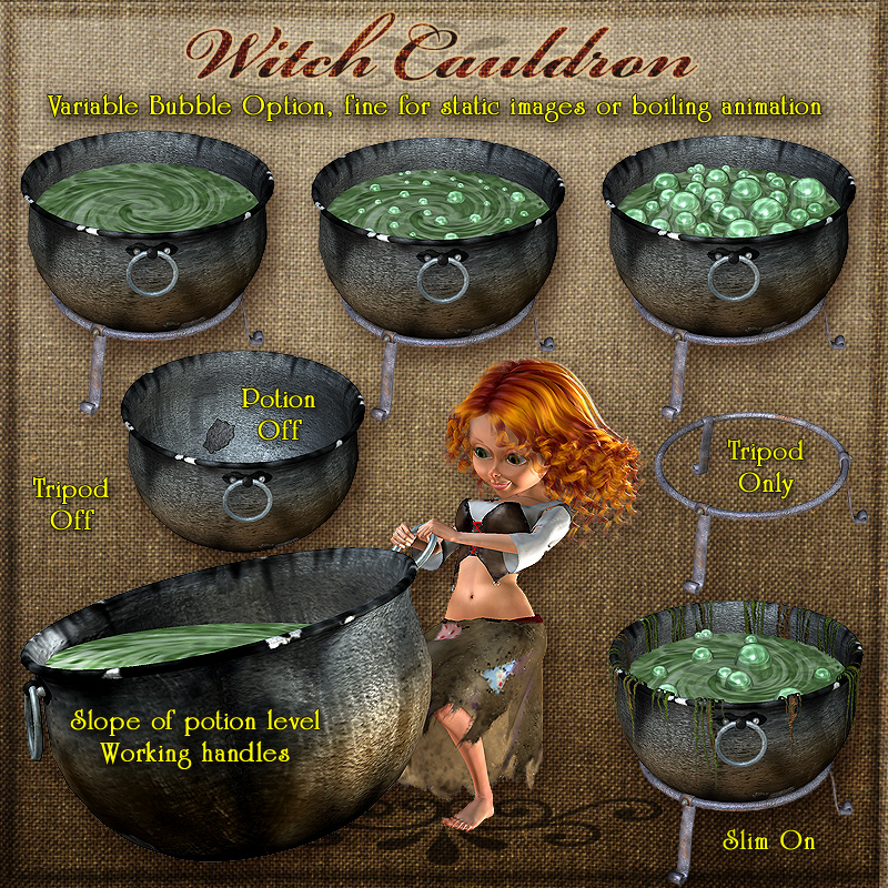 Mavka:Witch Cauldron and Poses by N/A