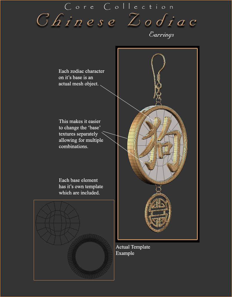 Chinese Zodiac Earrings by N/A
