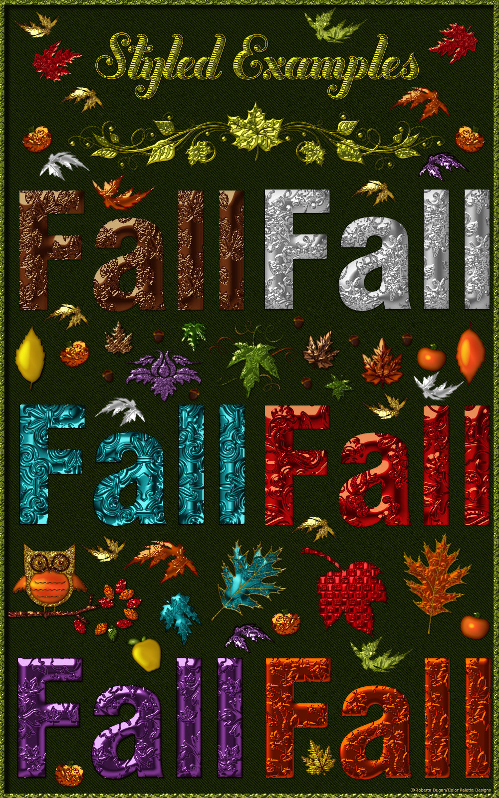 Ornately Autumn Metallic Layer Styles w/ Free Gift by N/A