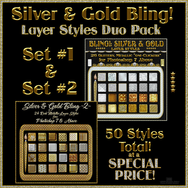 SILVER and GOLD BLING  Layer Styles DUO PACK by N/A