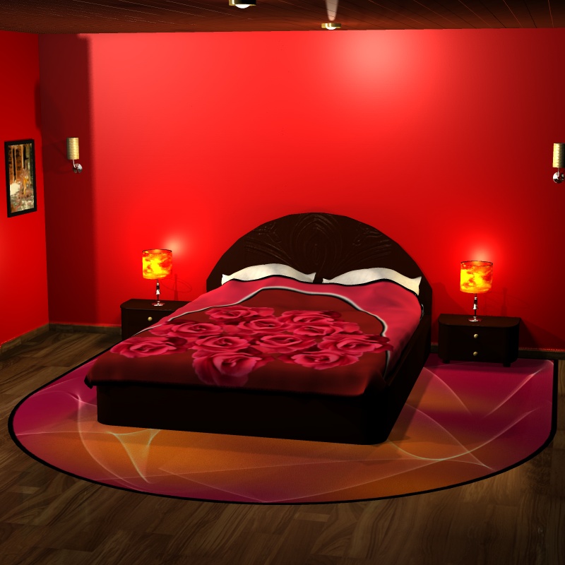 Red bedroom by N/A