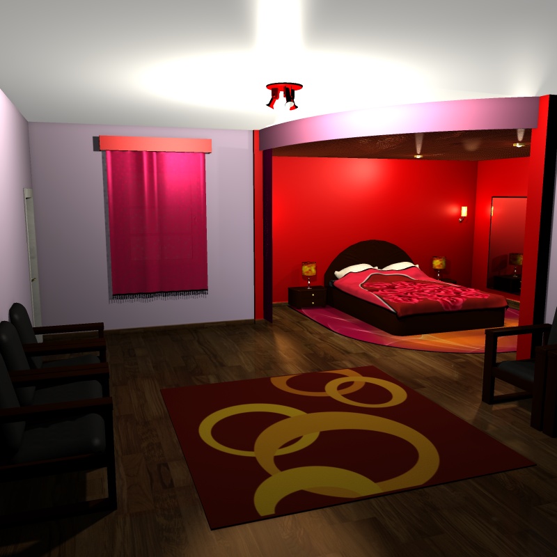 Red bedroom by N/A