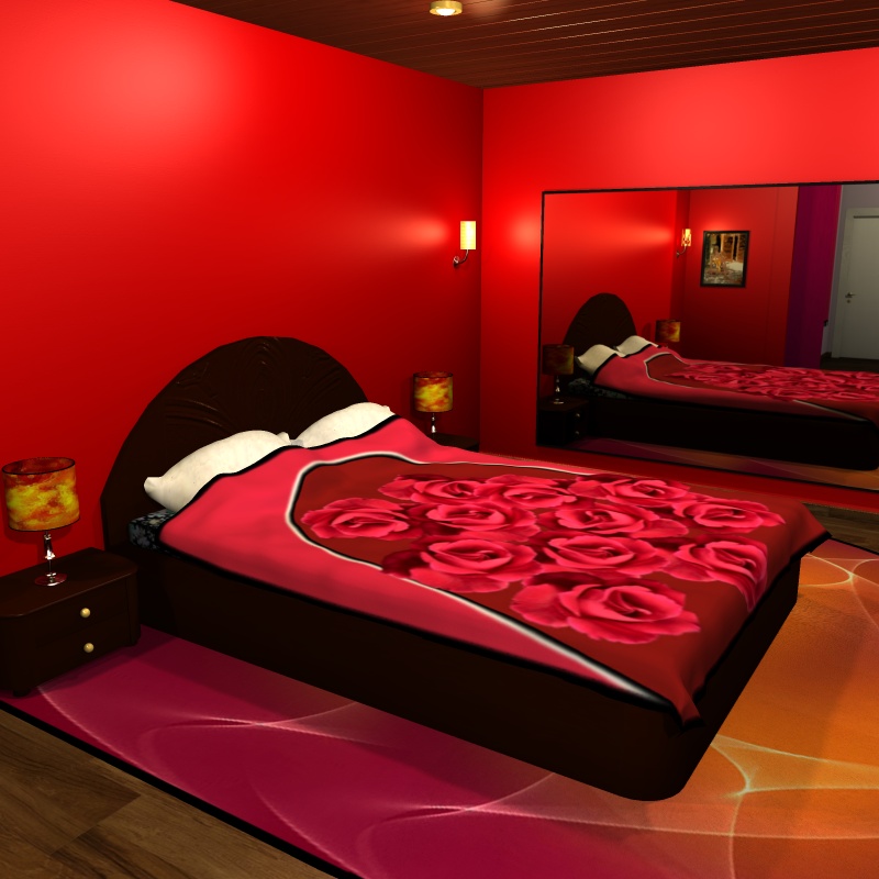 Red bedroom by N/A