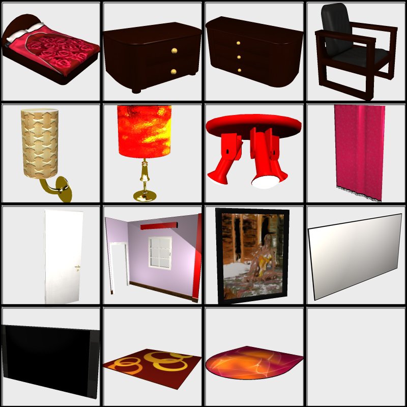 Red bedroom by N/A