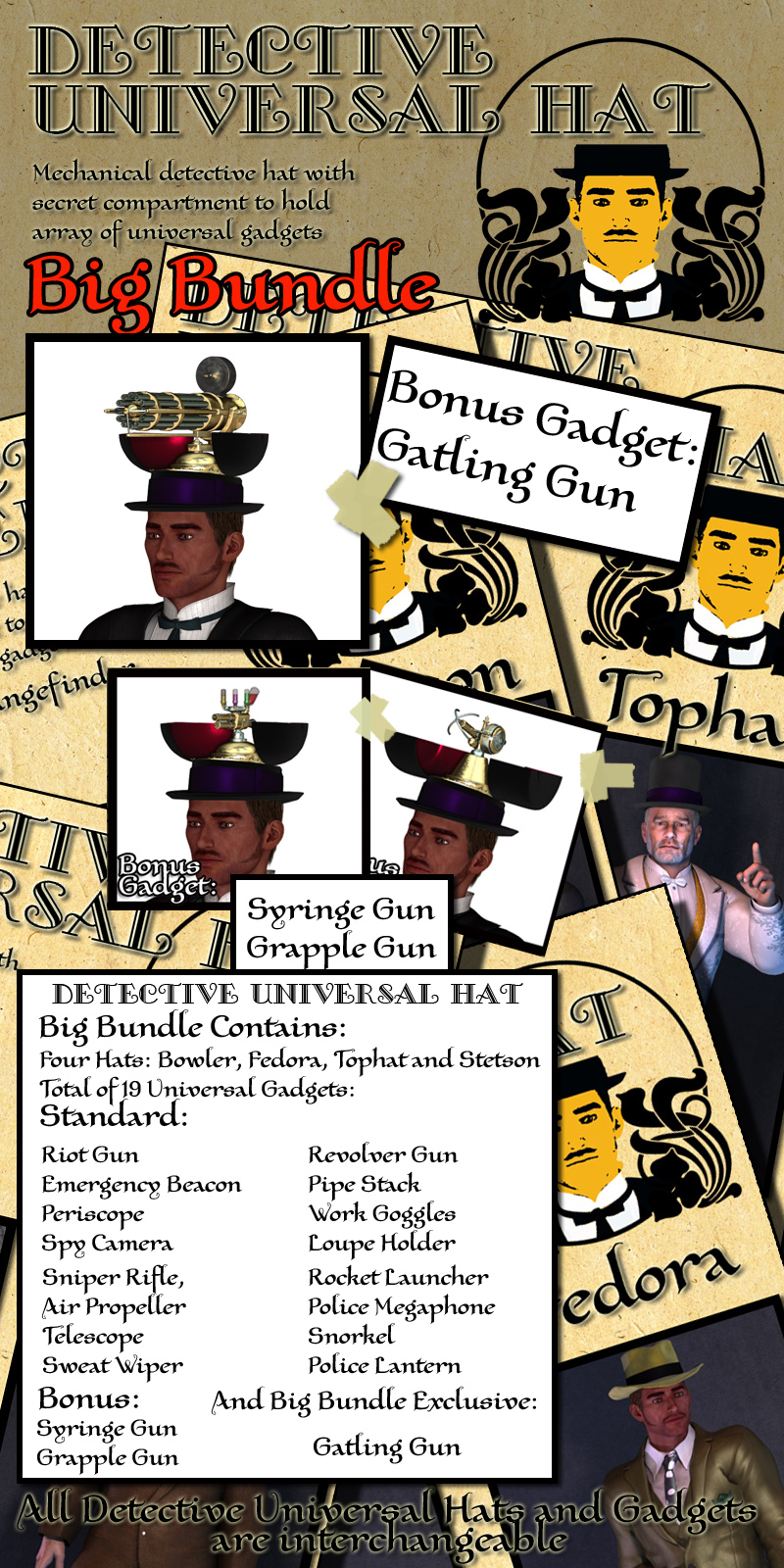 Detective Universal Hat - Big Bundle by N/A