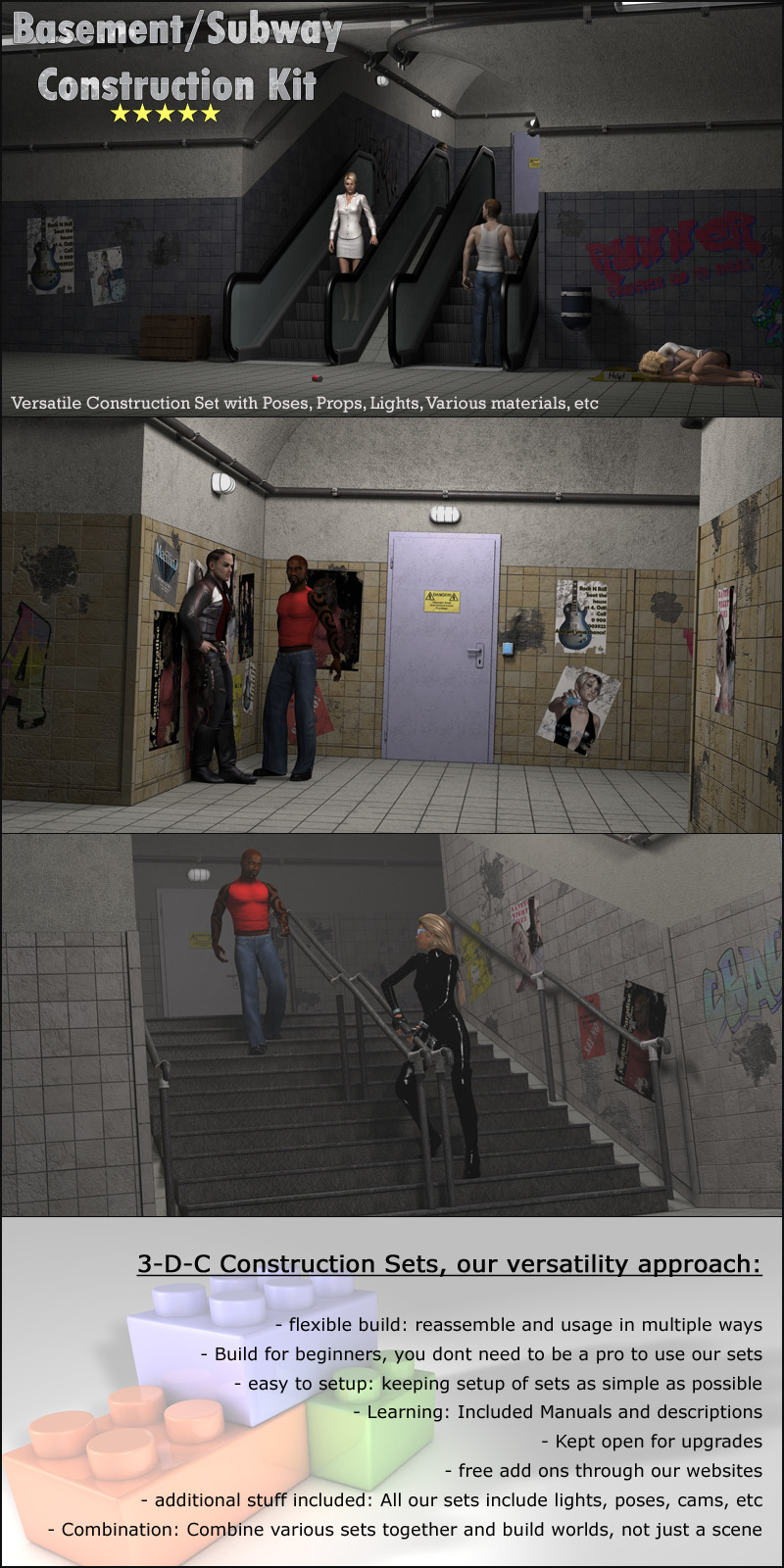 Basement and Subway Construction Set by 3-D-C by N/A