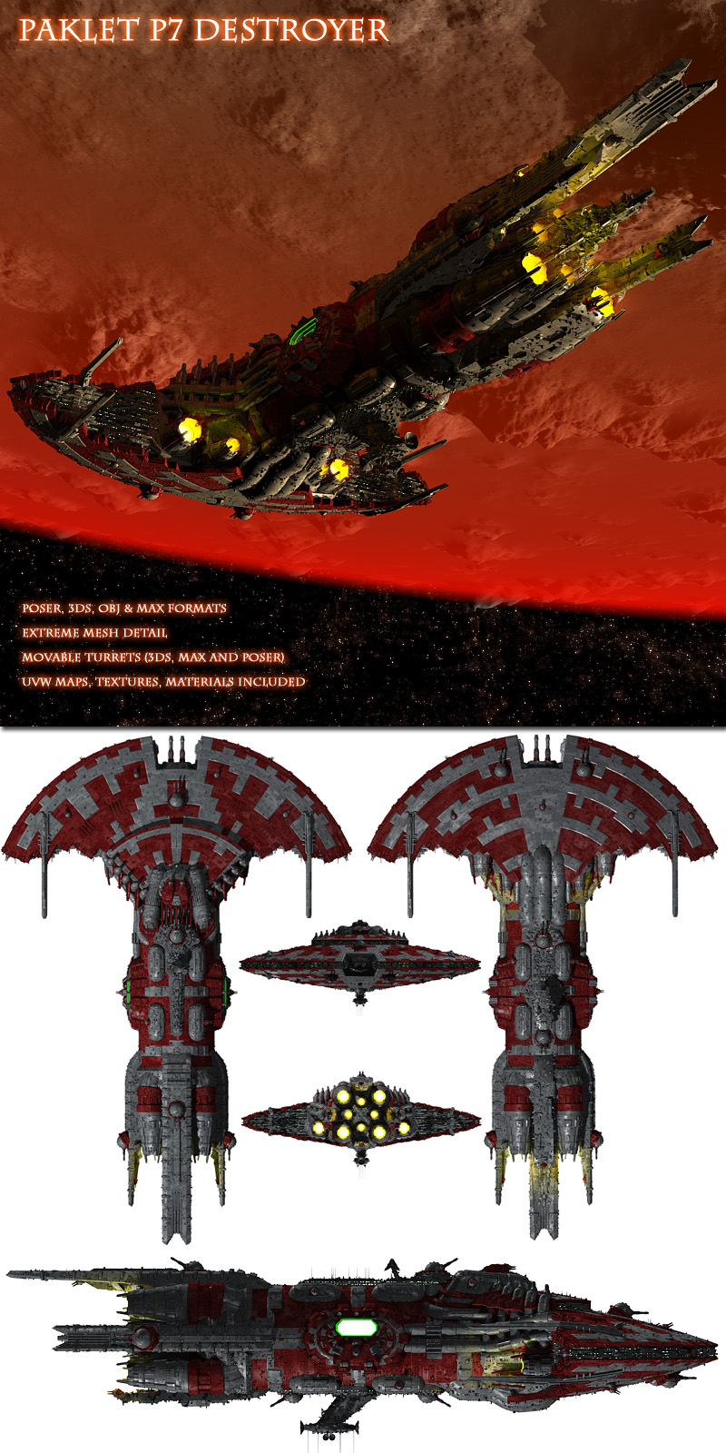 Paklet P7 Destroyer: Poser,OBJ,3DS,MAX by N/A