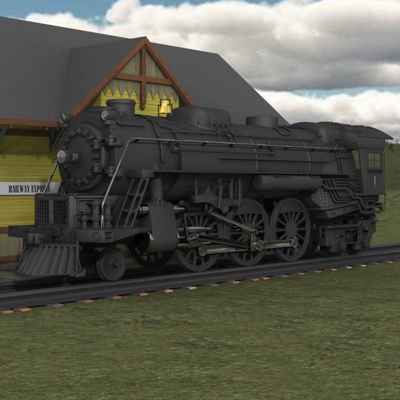 Steam Locomotive 2-6-4 (for Poser) by N/A