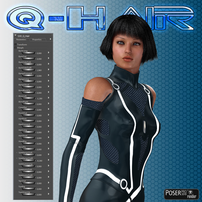 Slide3D Q Hair for V4 by N/A