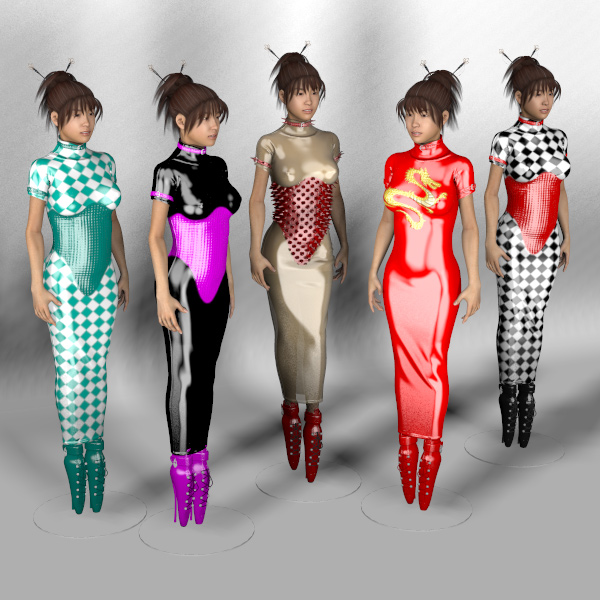 Miki3 Latex Dresses by N/A