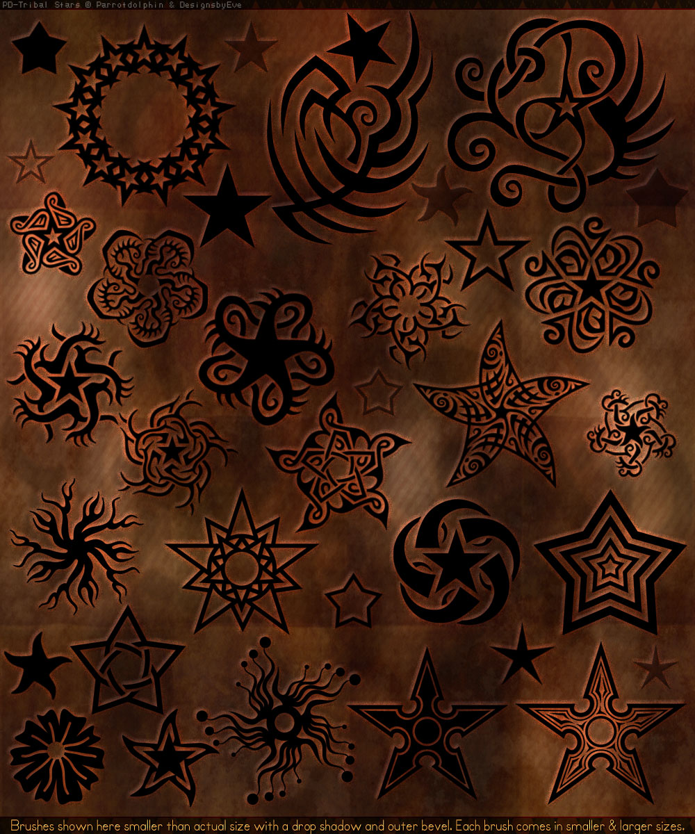Pd-Tribal Stars Photoshop Brushes + Styles by N/A