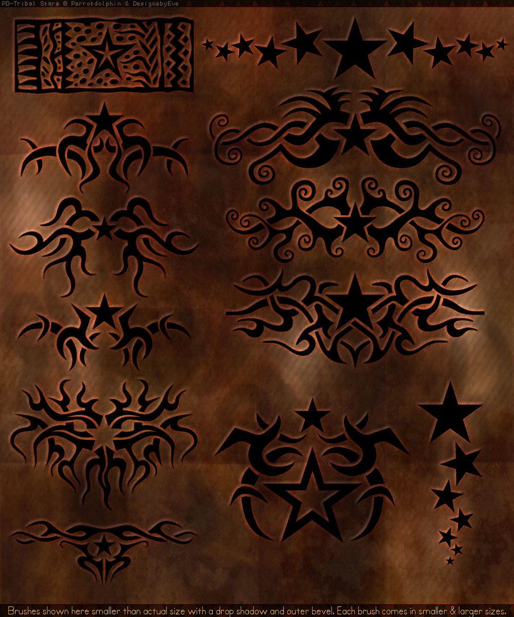 Pd-Tribal Stars Photoshop Brushes + Styles by N/A