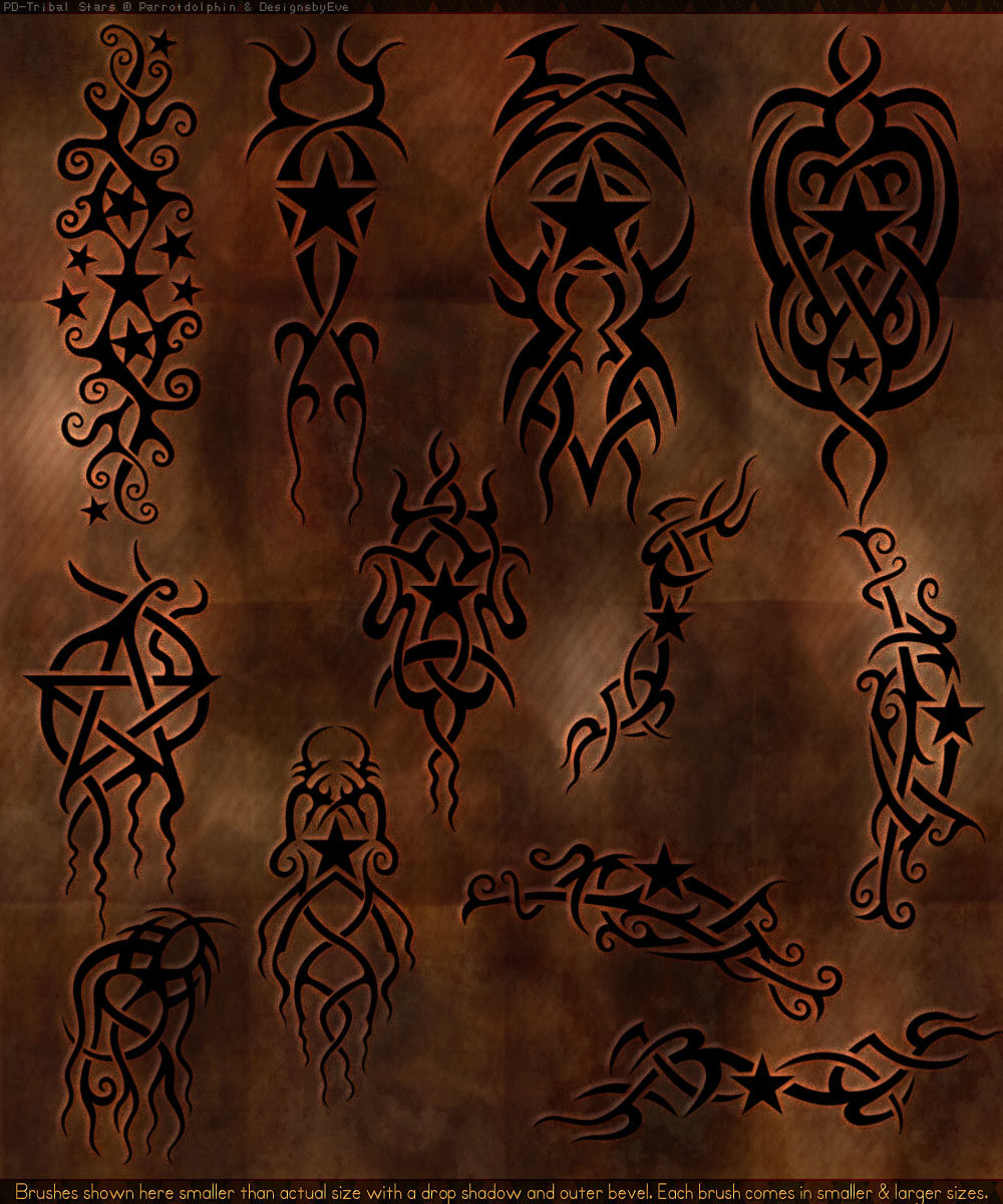 Pd-Tribal Stars Photoshop Brushes + Styles by N/A