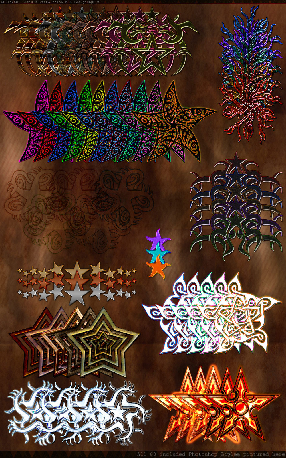 Pd-Tribal Stars Photoshop Brushes + Styles by N/A