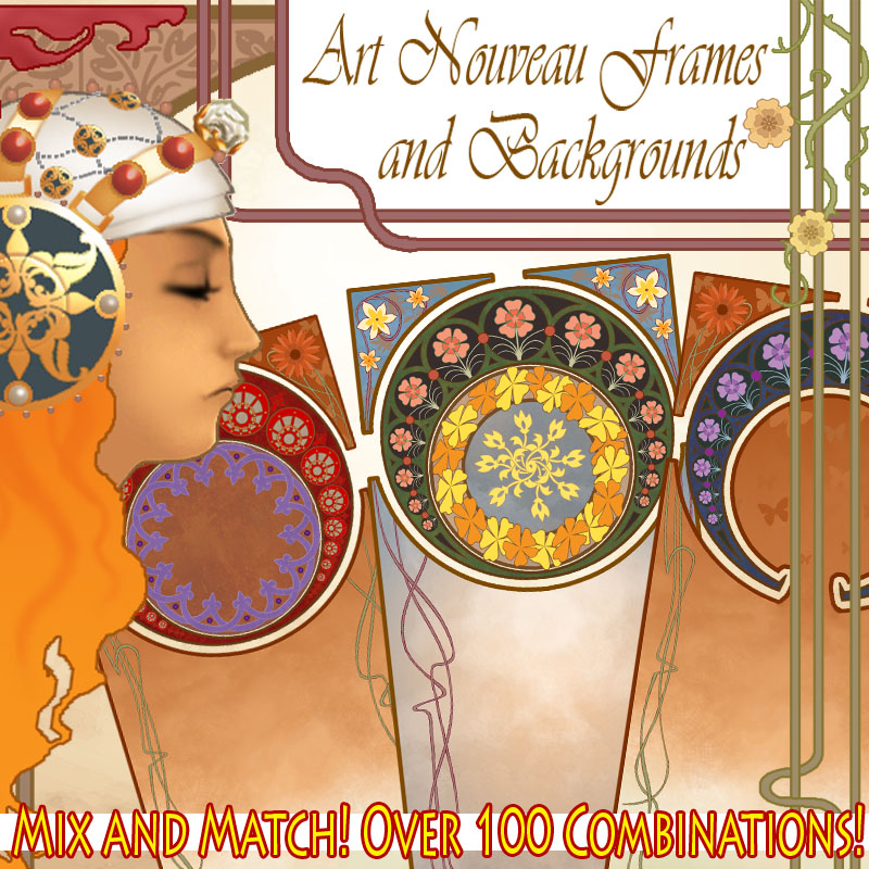 Art Nouveau Mix-n-Match Frames and Backgrounds by N/A