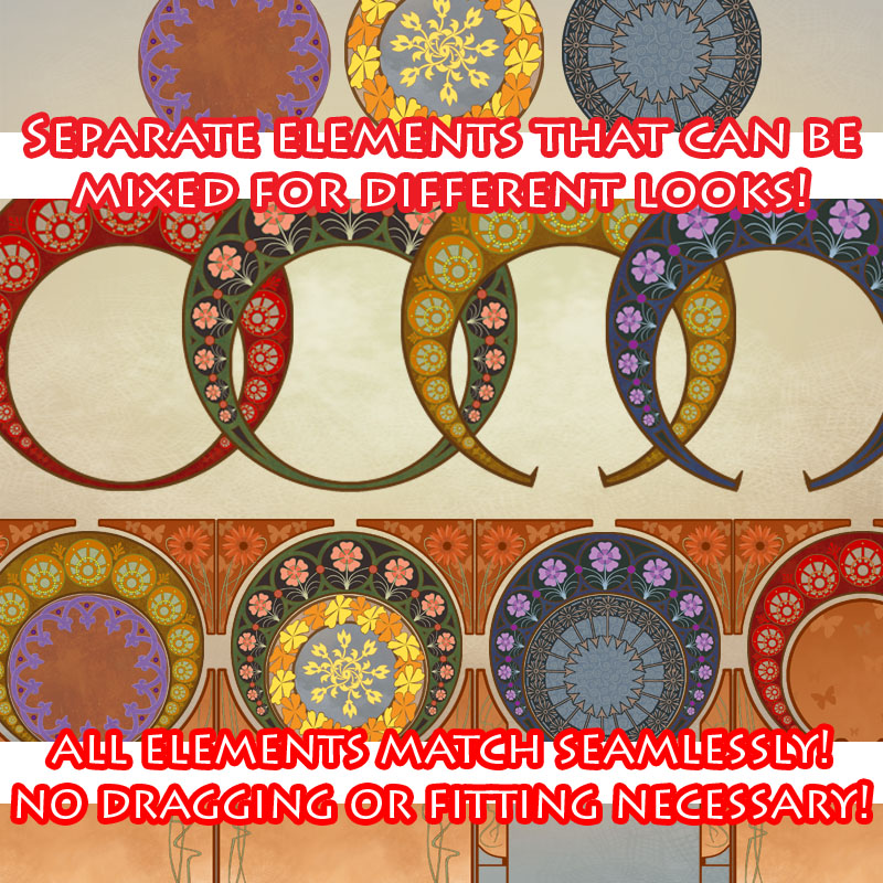 Art Nouveau Mix-n-Match Frames and Backgrounds by N/A
