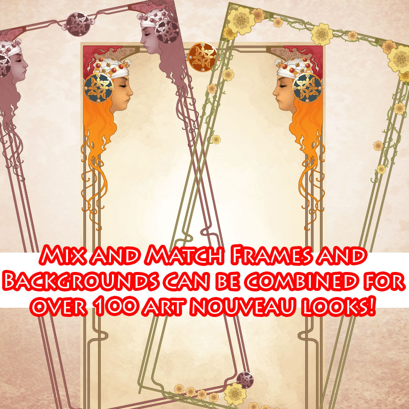 Art Nouveau Mix-n-Match Frames and Backgrounds by N/A
