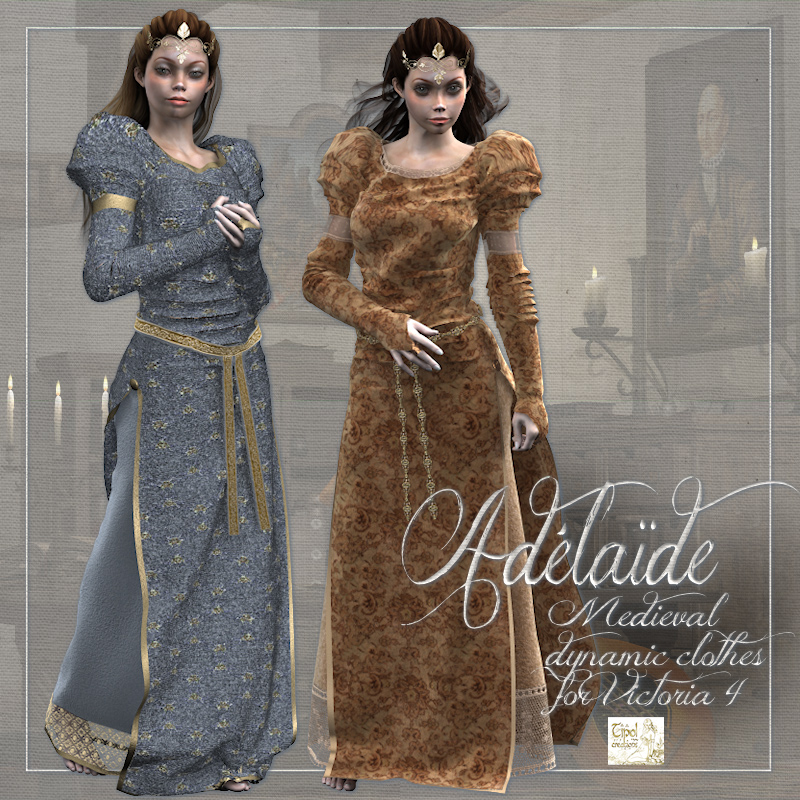 Adelaide dynamic medieval clothes for Victoria 4 by N/A