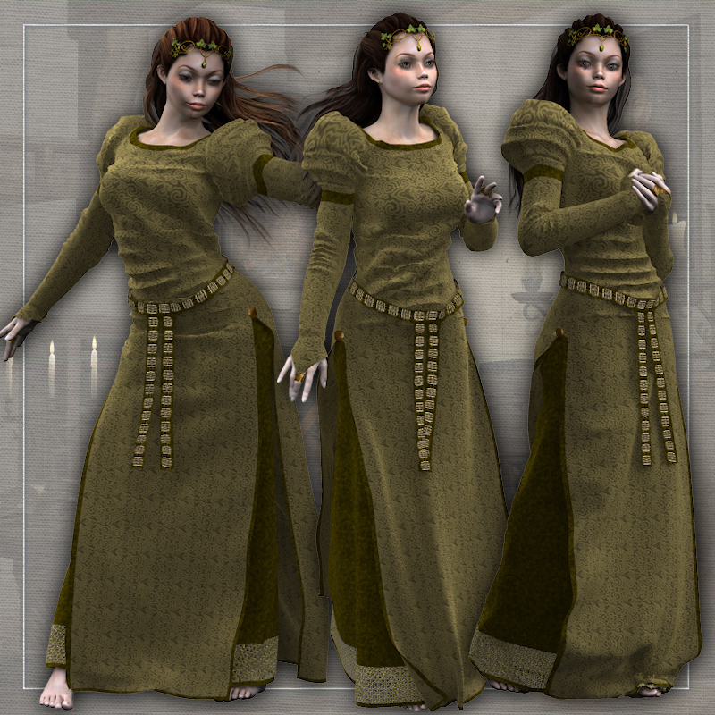 Adelaide dynamic medieval clothes for Victoria 4 by N/A