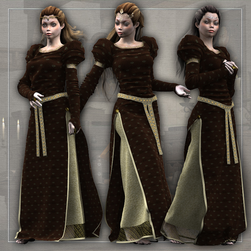 Adelaide dynamic medieval clothes for Victoria 4 by N/A