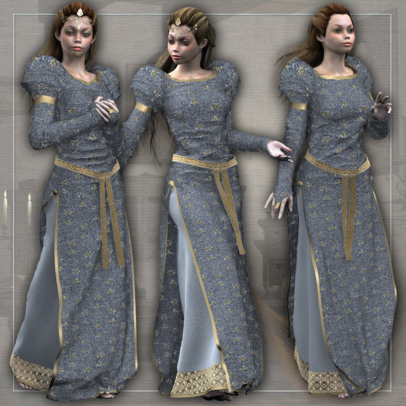 Adelaide dynamic medieval clothes for Victoria 4 by N/A