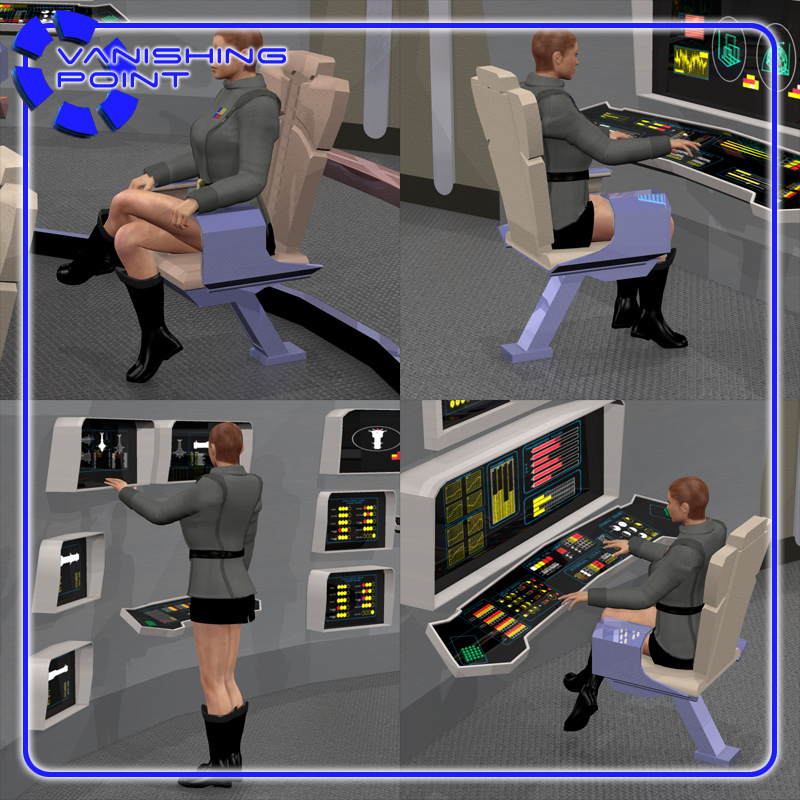 Starship Bridge 9 Poses (for Poser) by N/A