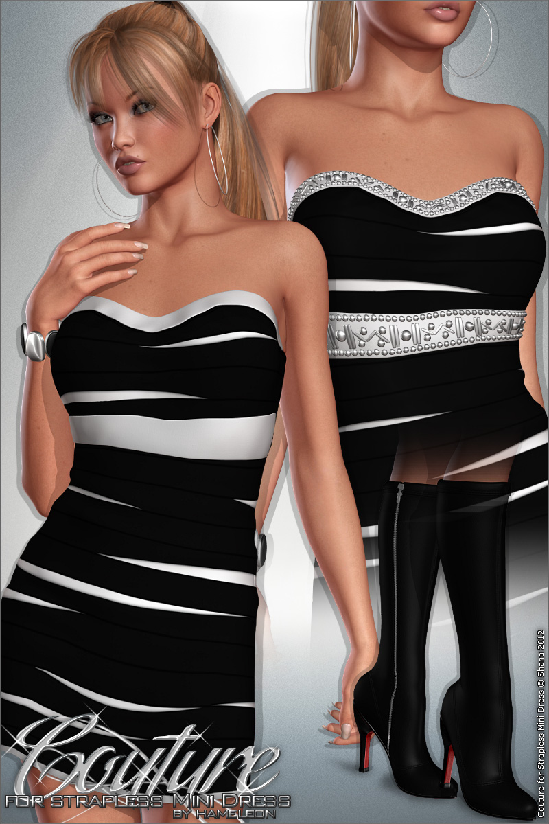 Couture for Strapless Mini Dress by N/A