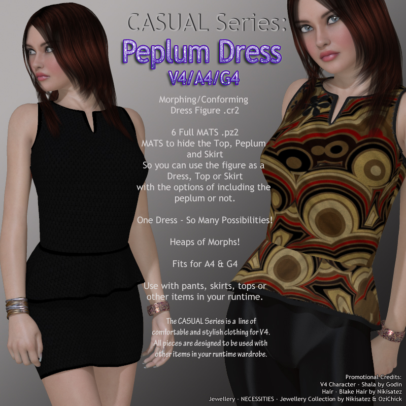 CASUAL Series: Peplum Dress V4-A4-G4 by N/A