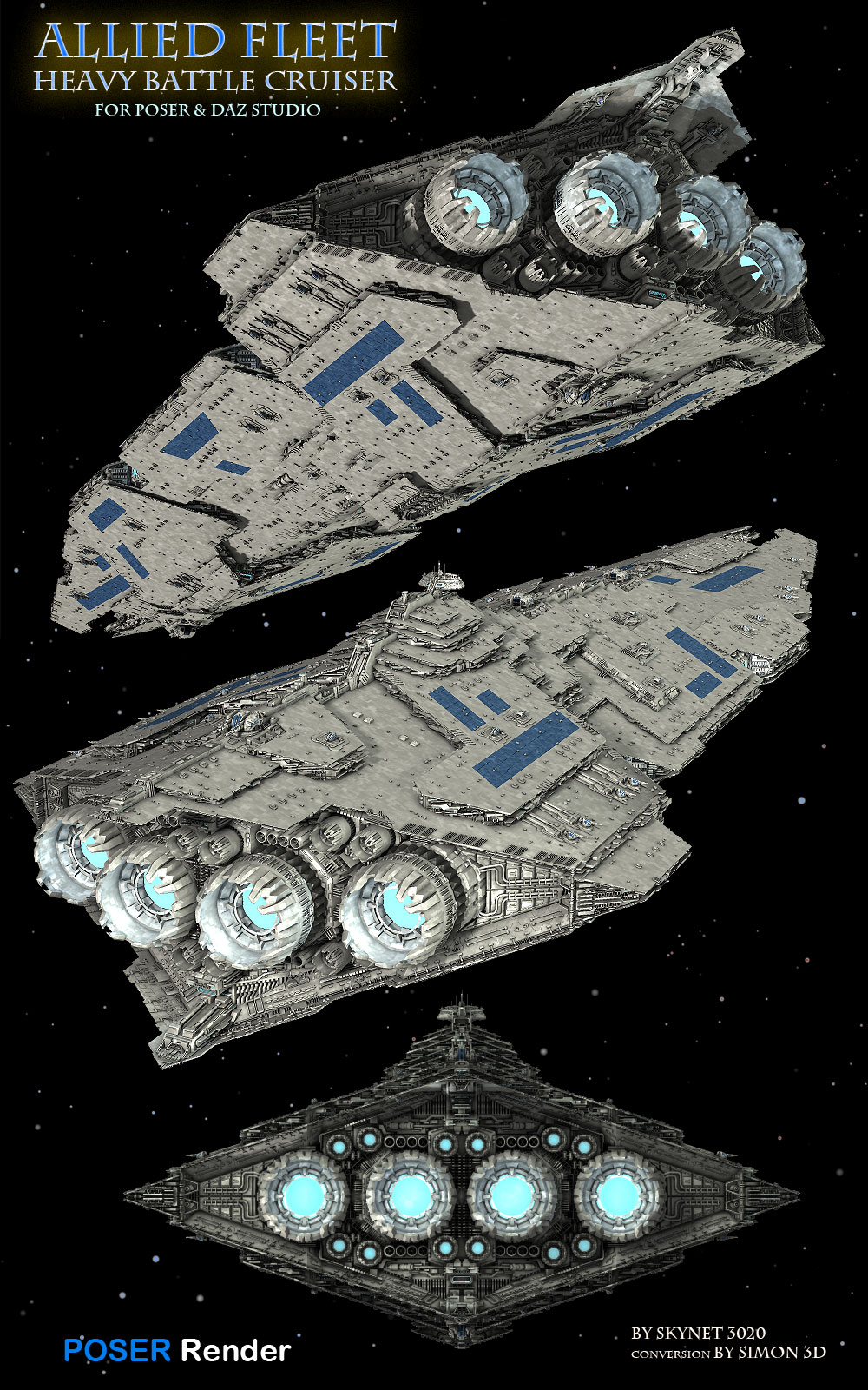 Allied Fleets Heavy Battle Cruiser - Poser,DAZ,OBJ,3DS,MAX by N/A