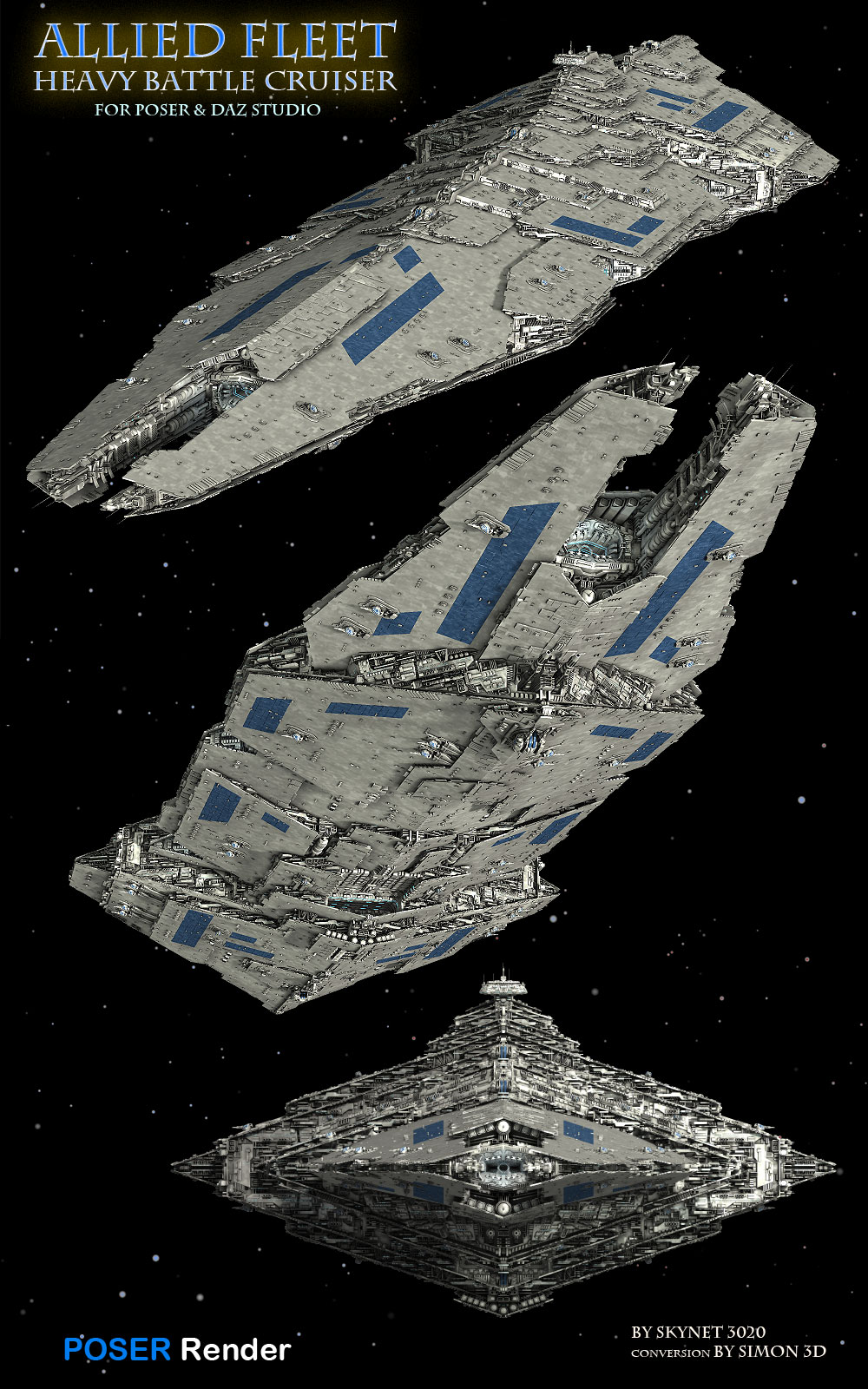 Allied Fleets Heavy Battle Cruiser - Poser,DAZ,OBJ,3DS,MAX by N/A