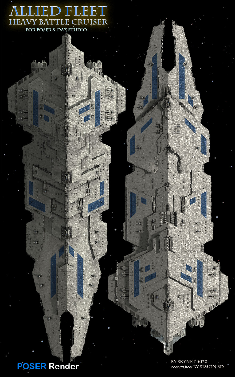 Allied Fleets Heavy Battle Cruiser - Poser,DAZ,OBJ,3DS,MAX by N/A