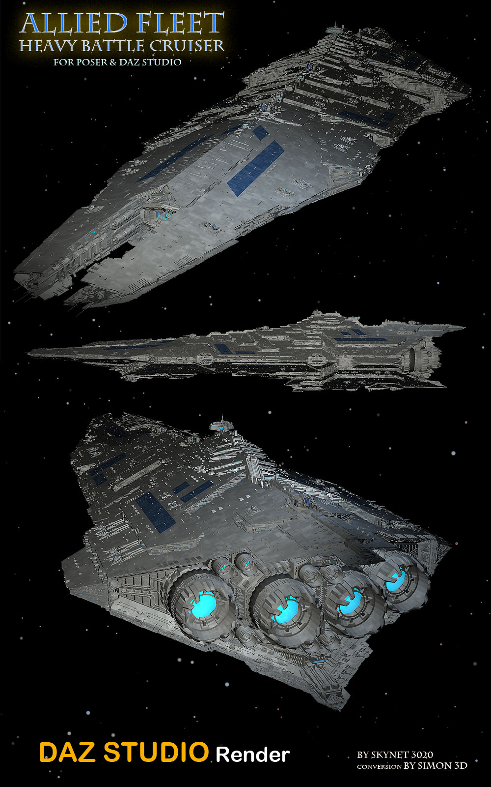 Allied Fleets Heavy Battle Cruiser - Poser,DAZ,OBJ,3DS,MAX by N/A