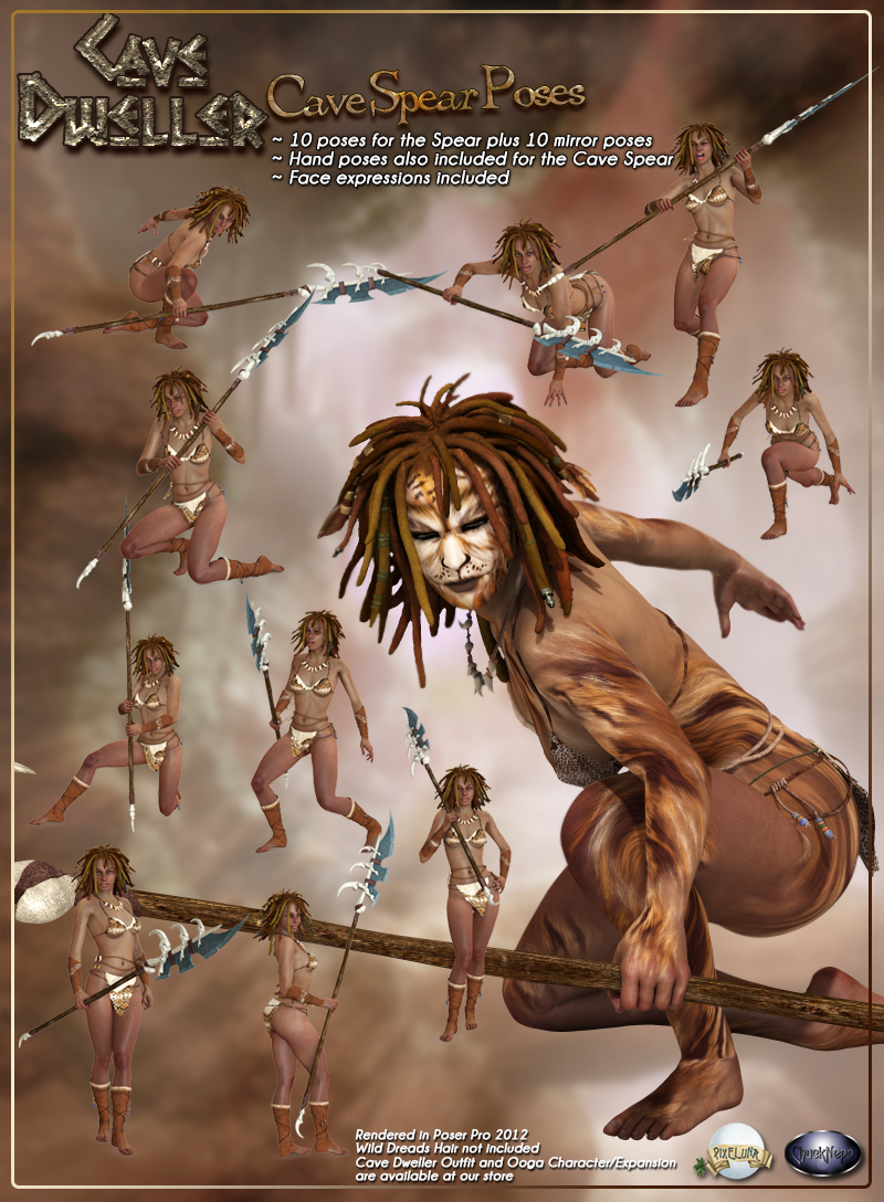 CaveDweller Weapons and Poses for V4 by N/A