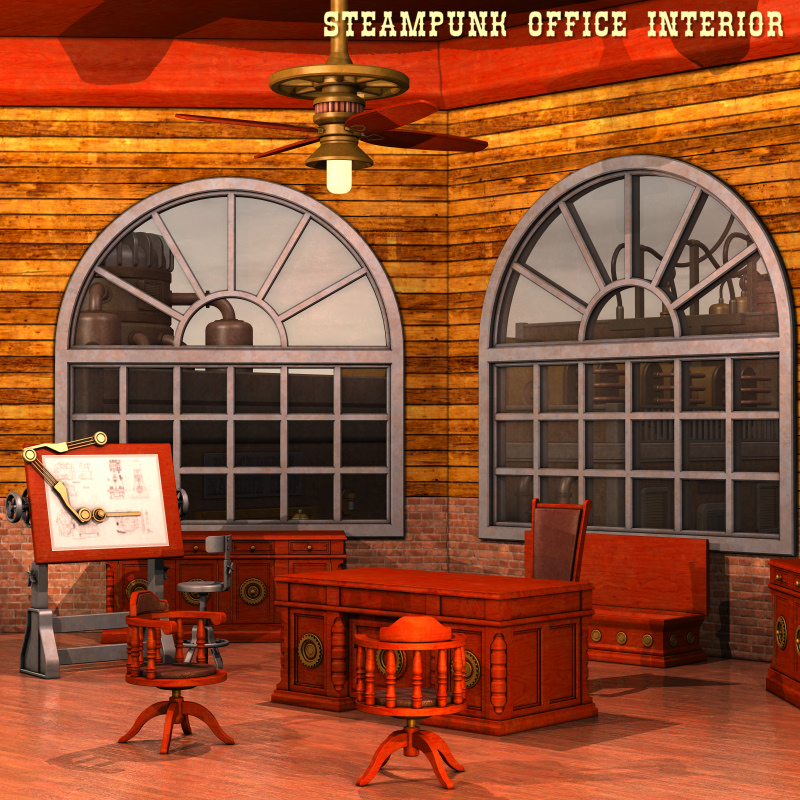 Steampunk Office Interior by N/A