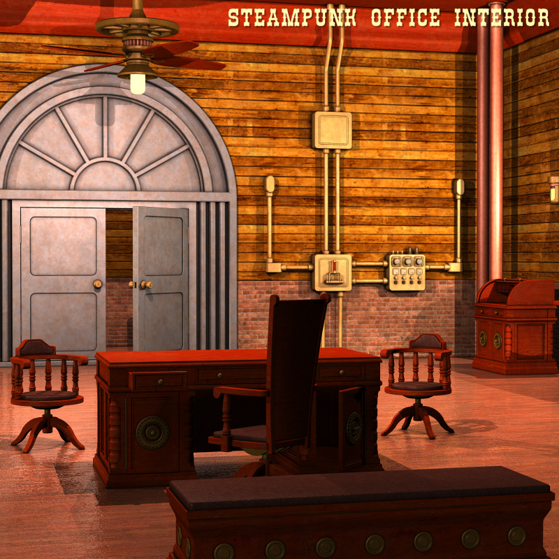 Steampunk Office Interior by N/A