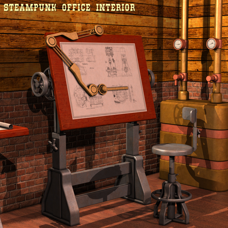 Steampunk Office Interior by N/A