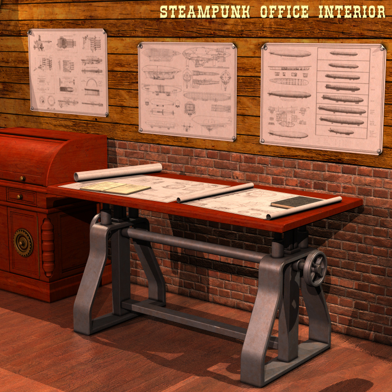 Steampunk Office Interior by N/A