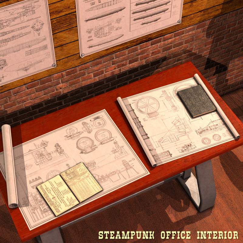 Steampunk Office Interior by N/A