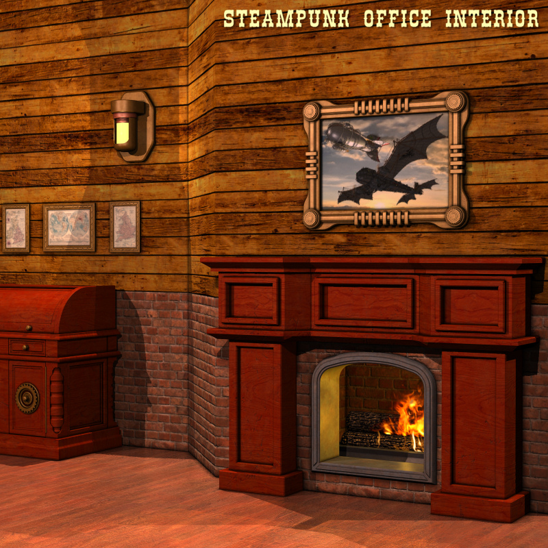 Steampunk Office Interior by N/A