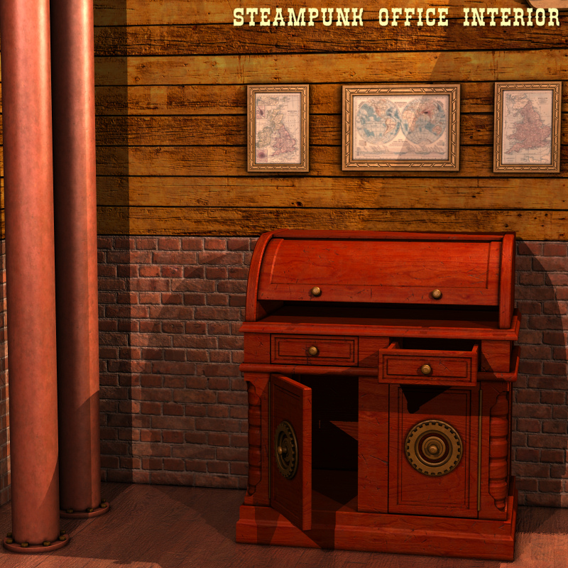 Steampunk Office Interior by N/A