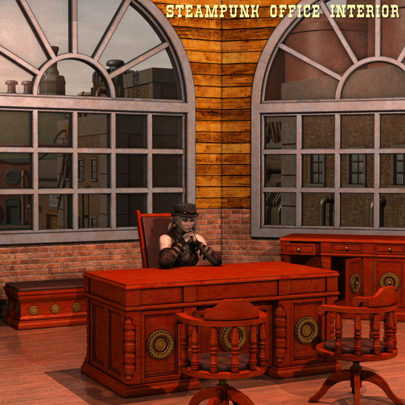 Steampunk Office Interior by N/A