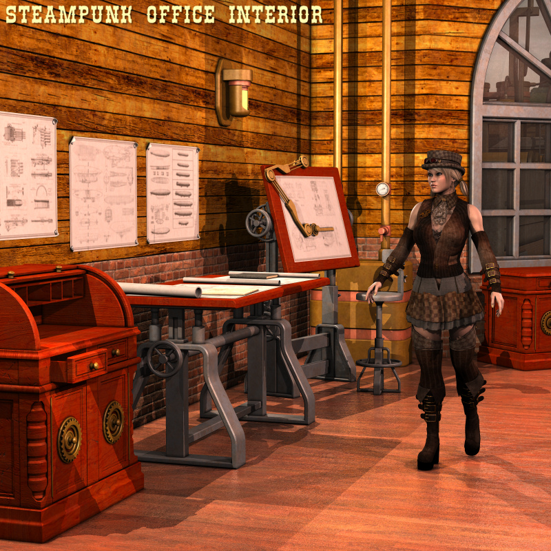 Steampunk Office Interior by N/A