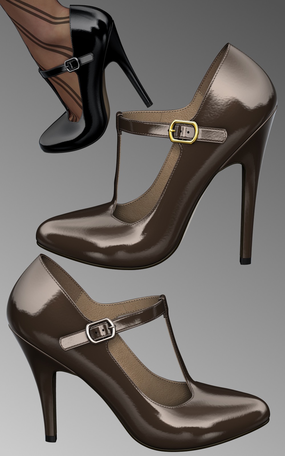 T-Strap Pumps by N/A