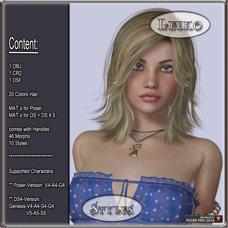 Leiko Hair for V4 and G1 by N/A